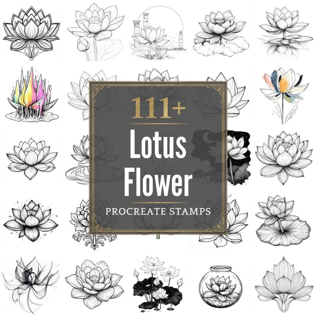 111+ Procreate Lotus Flower Brushes | Procreate Stamps | PNG Files ...