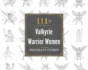 Timbres de procréation de femme guerrière valkyrie | Plus de 111 pinceaux, PNG (téléchargement numérique)