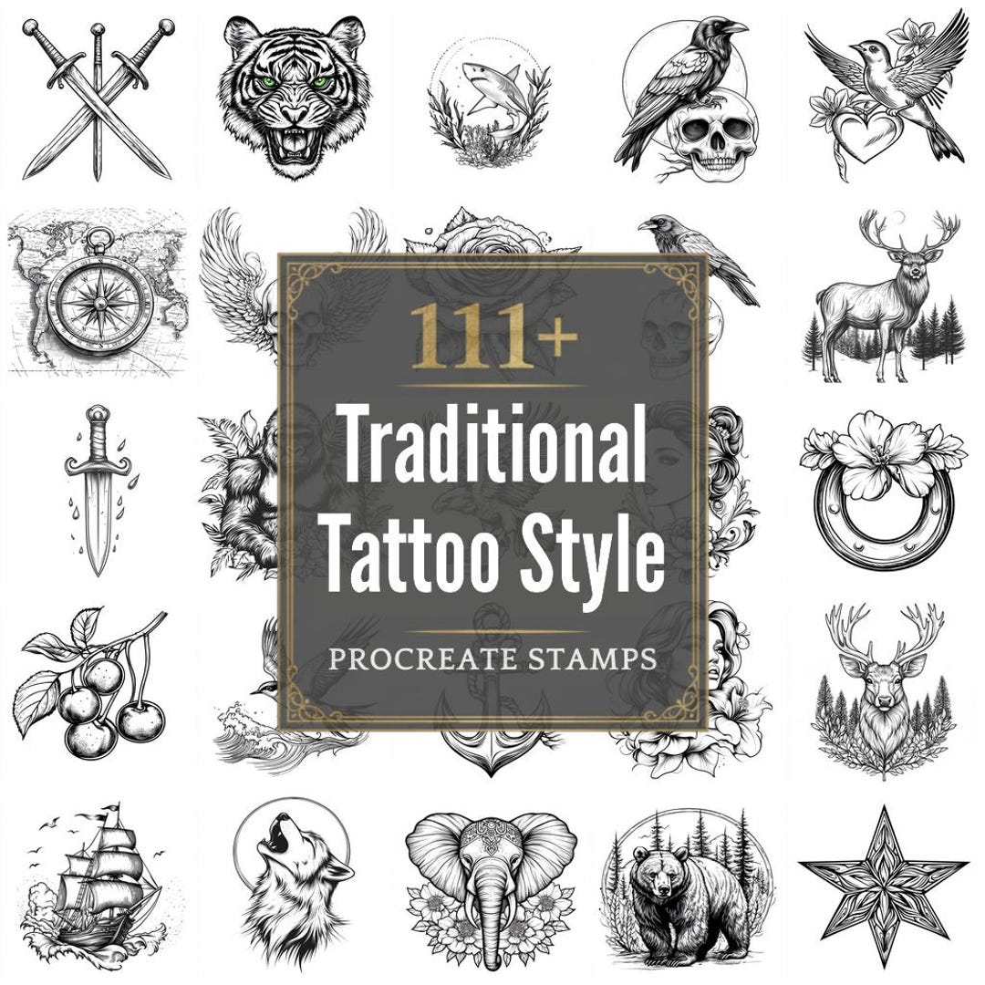 111+ Procreate Tradition Tattoo Brushes | Procreate Stamps | PNG Files ...
