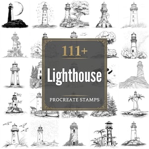 111+ Procreate Lighthouse Brushes | Procreate Stamps | PNG Files | Instant Download