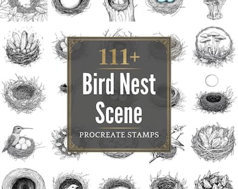 Plus de 111 brosses Procreate pour nid d'oiseau | Procréer des timbres | Fichiers PNG | Téléchargement instantané