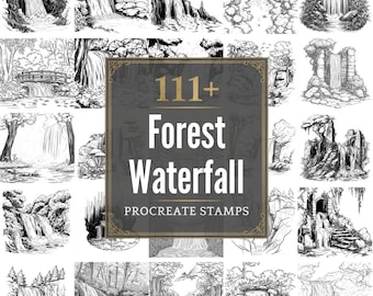 Plus de 111 pinceaux Procreate Forest Waterfall | Procréer des timbres | Fichiers PNG | Téléchargement instantané