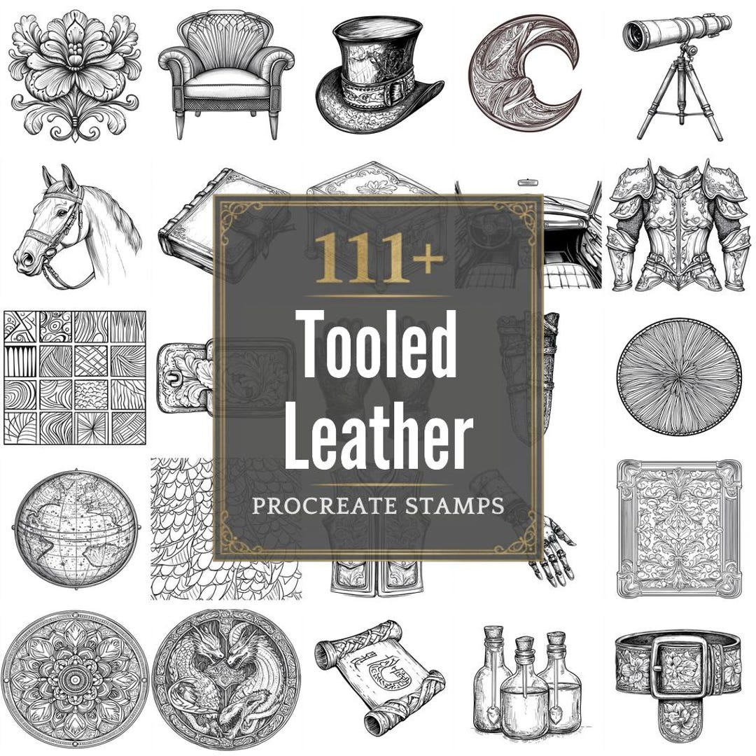 111+ Procreate Tooled Leather Brushes | Procreate Stamps | PNG Files ...