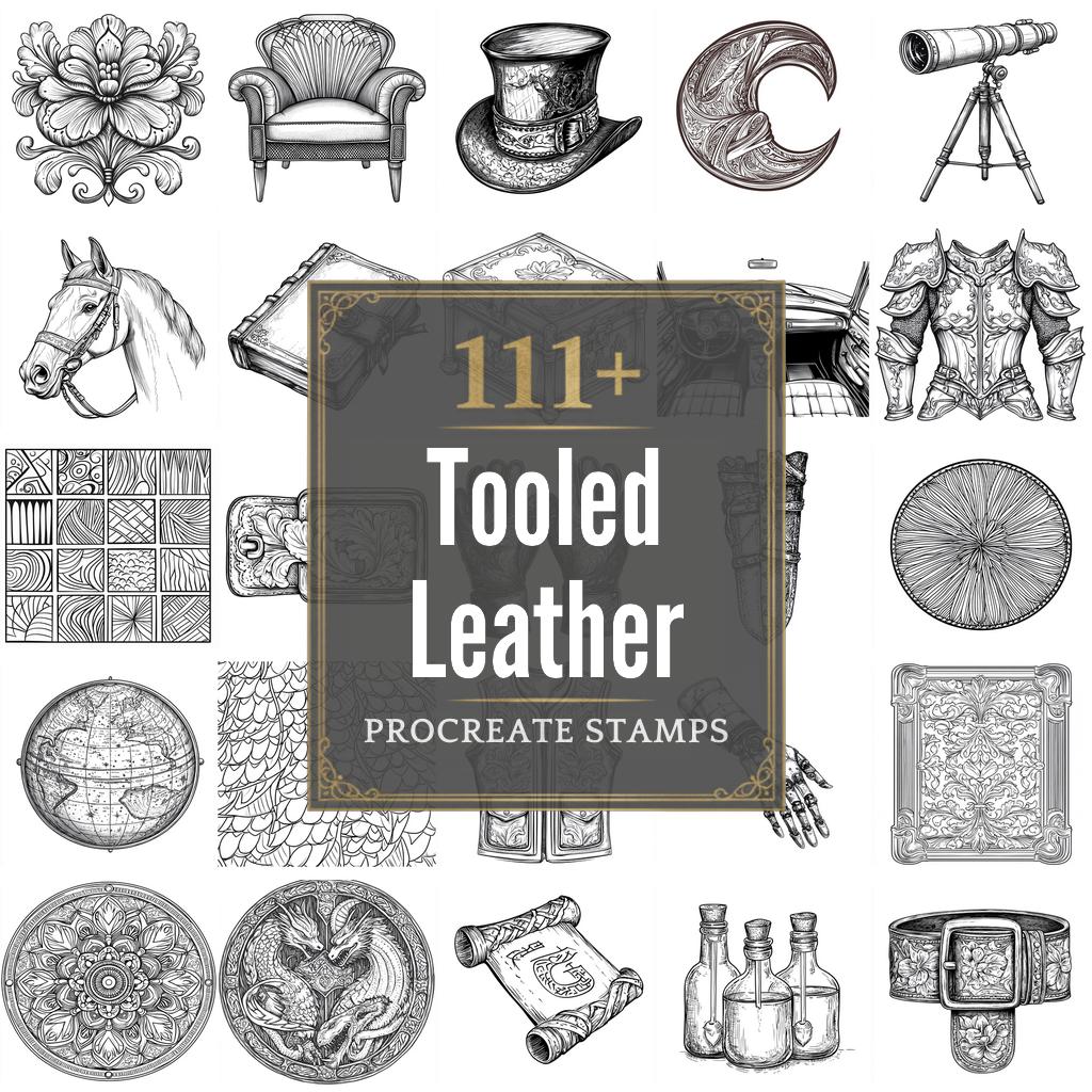111+ Procreate Tooled Leather Brushes | Procreate Stamps | PNG Files ...