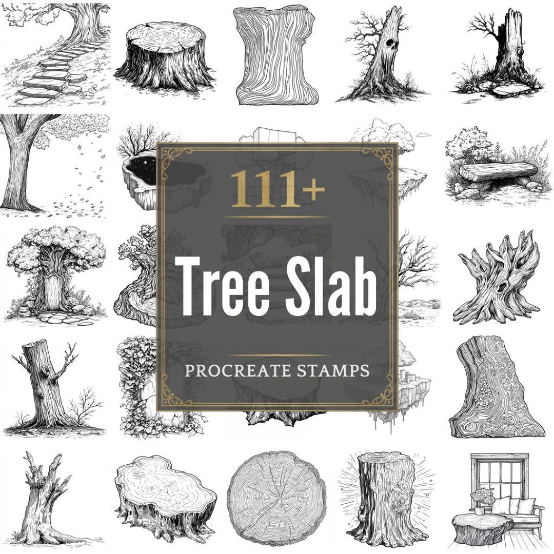 111+ Procreate Tree Slab Brushes | Procreate Stamps | PNG Files ...