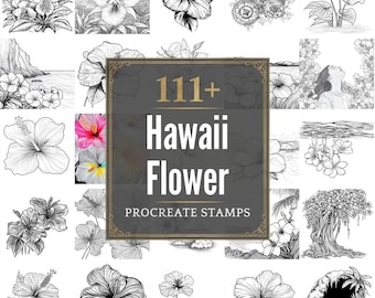 111+ Procreate Hawaii Flower Brushes | Procreate Stamps | PNG Files | Instant Download