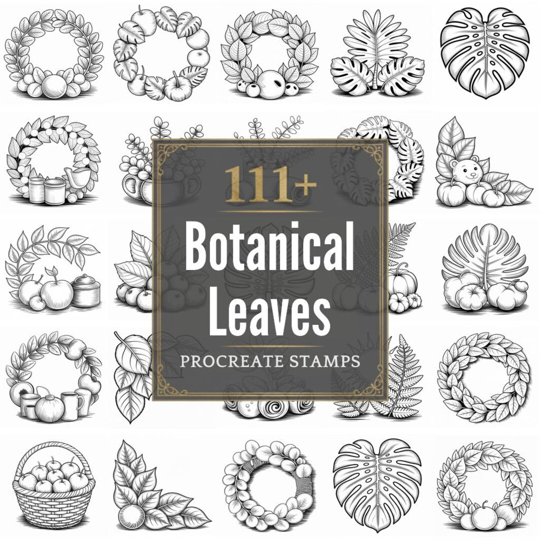 Botanical Leaves Procreate Brushes | 111+ Stamps & Pngs | Digital ...