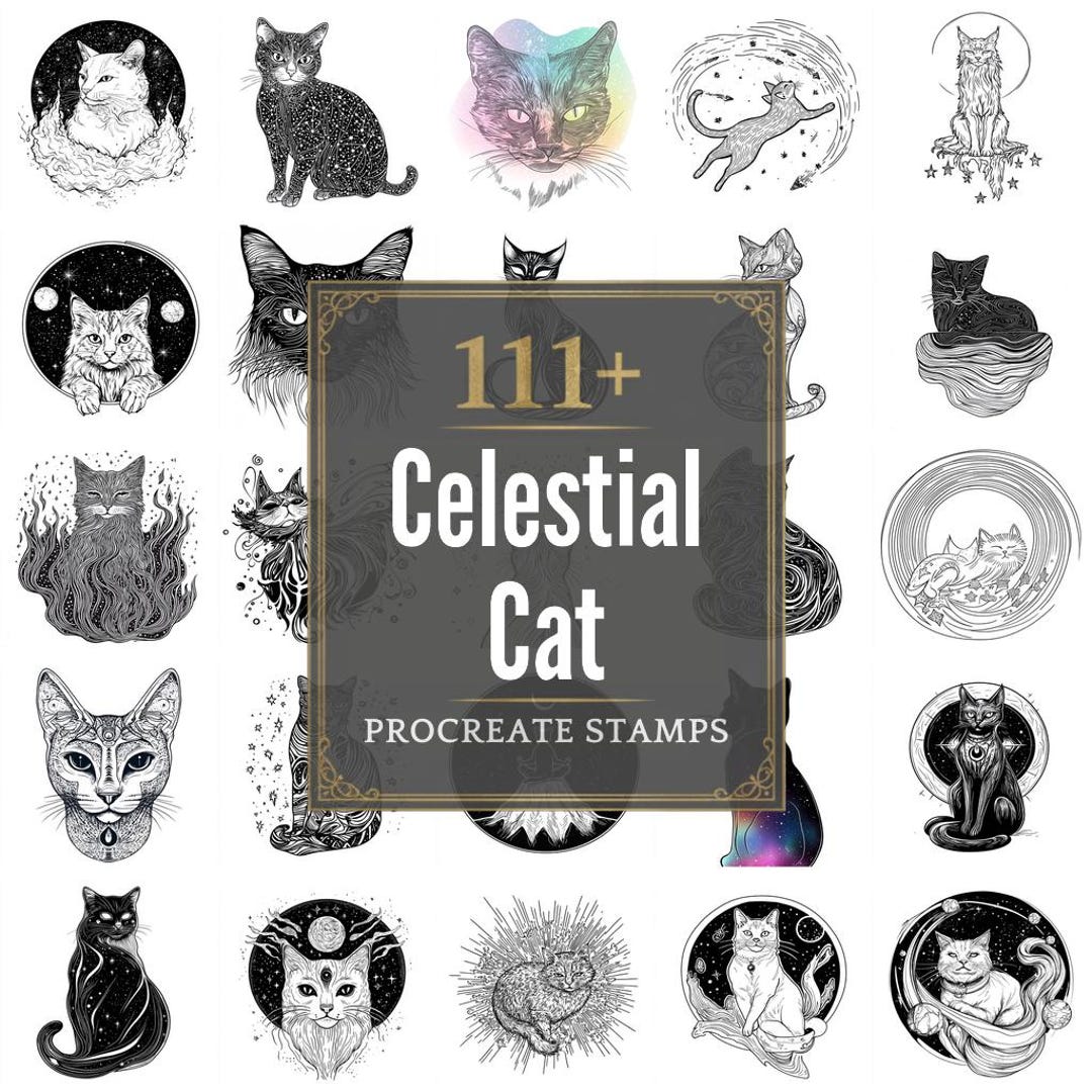 111+ Procreate Celestial Cat Brushes | Procreate Stamps | PNG Files ...
