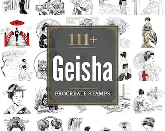 Plus de 111 pinceaux Procreate Geisha | Procréer des timbres | Fichiers PNG | Téléchargement instantané