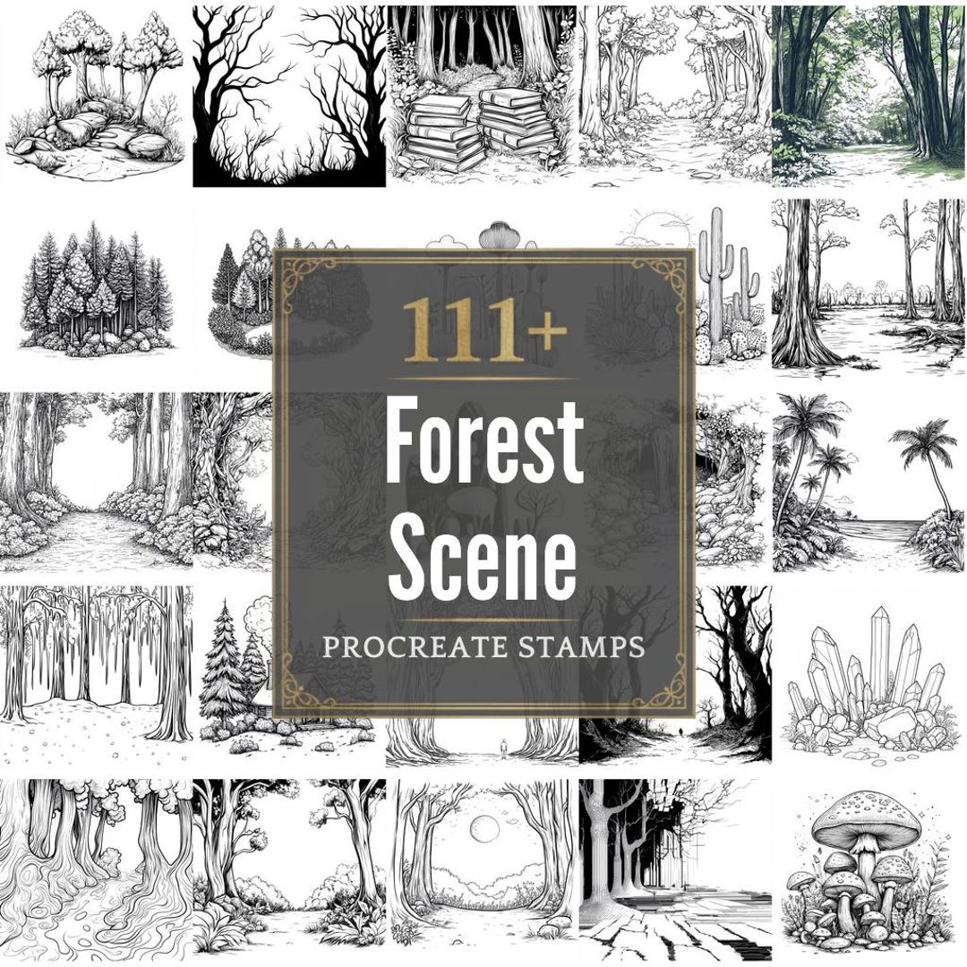 111+ Procreate Forest Scene Brushes | Procreate Stamps | PNG Files ...