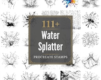 Plus de 111 pinceaux pour éclaboussures d'eau Procreate | Procréer des timbres | Fichiers PNG | Téléchargement instantané