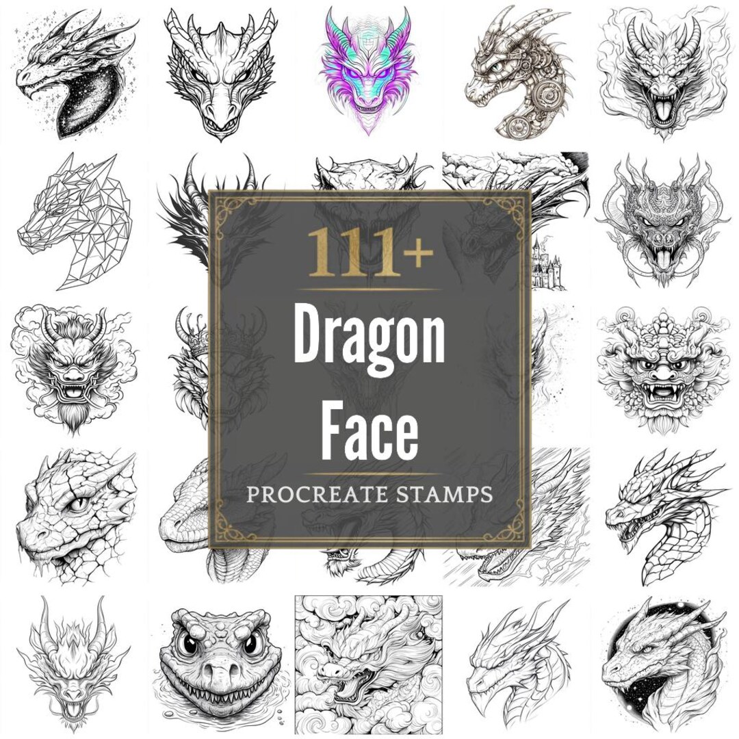 111+ Procreate Dragon Face Brushes | Procreate Stamps | PNG Files ...