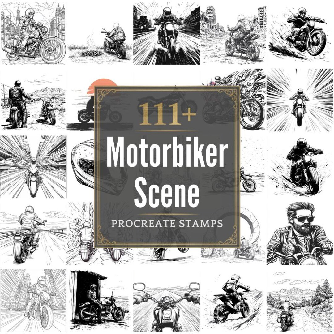 111+ Procreate Motorbiker Scene Brushes | Procreate Stamps | PNG Files ...