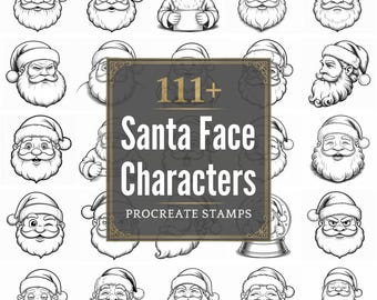 Tampons Procreate personnages père Noël | Plus de 111 pinceaux, PNG (téléchargement numérique)