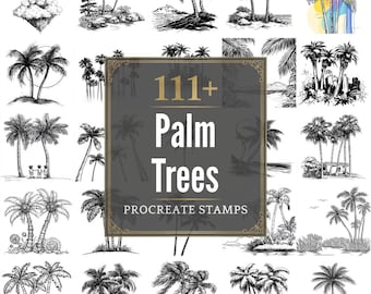 Plus de 111 pinceaux Procreate palmiers | Procréer des timbres | Fichiers PNG | Téléchargement instantané
