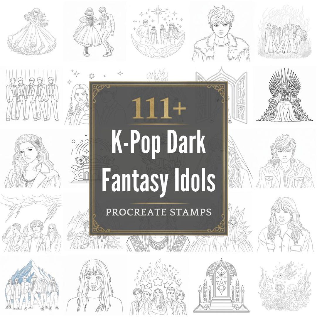 K-pop Dark Fantasy Idols Procreate Stamps | 111+ Brushes, Pngs (digital ...