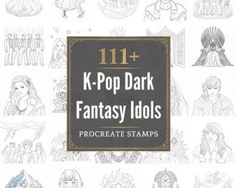 Timbres K-Pop Dark Fantasy Idols Procreate | Plus de 111 pinceaux, PNG (téléchargement numérique)