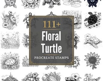 Plus de 111 pinceaux Procreate Floral Turtle | Procréer des timbres | Fichiers PNG | Téléchargement instantané