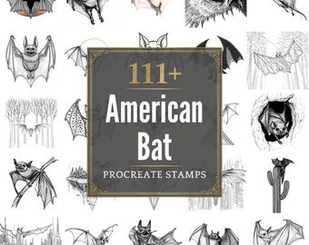 Plus de 111 brosses Procreate American Bat | Procréer des timbres | Fichiers PNG | Téléchargement instantané