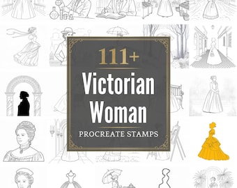 Timbres de procréation de femme victorienne | Plus de 111 pinceaux, PNG (téléchargement numérique)