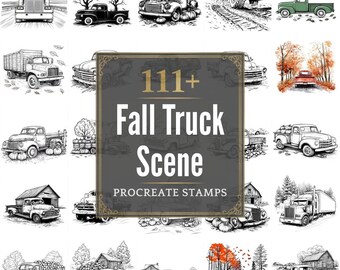 Plus de 111 brosses Procreate pour camions d'automne | Procréer des timbres | Fichiers PNG | Téléchargement instantané