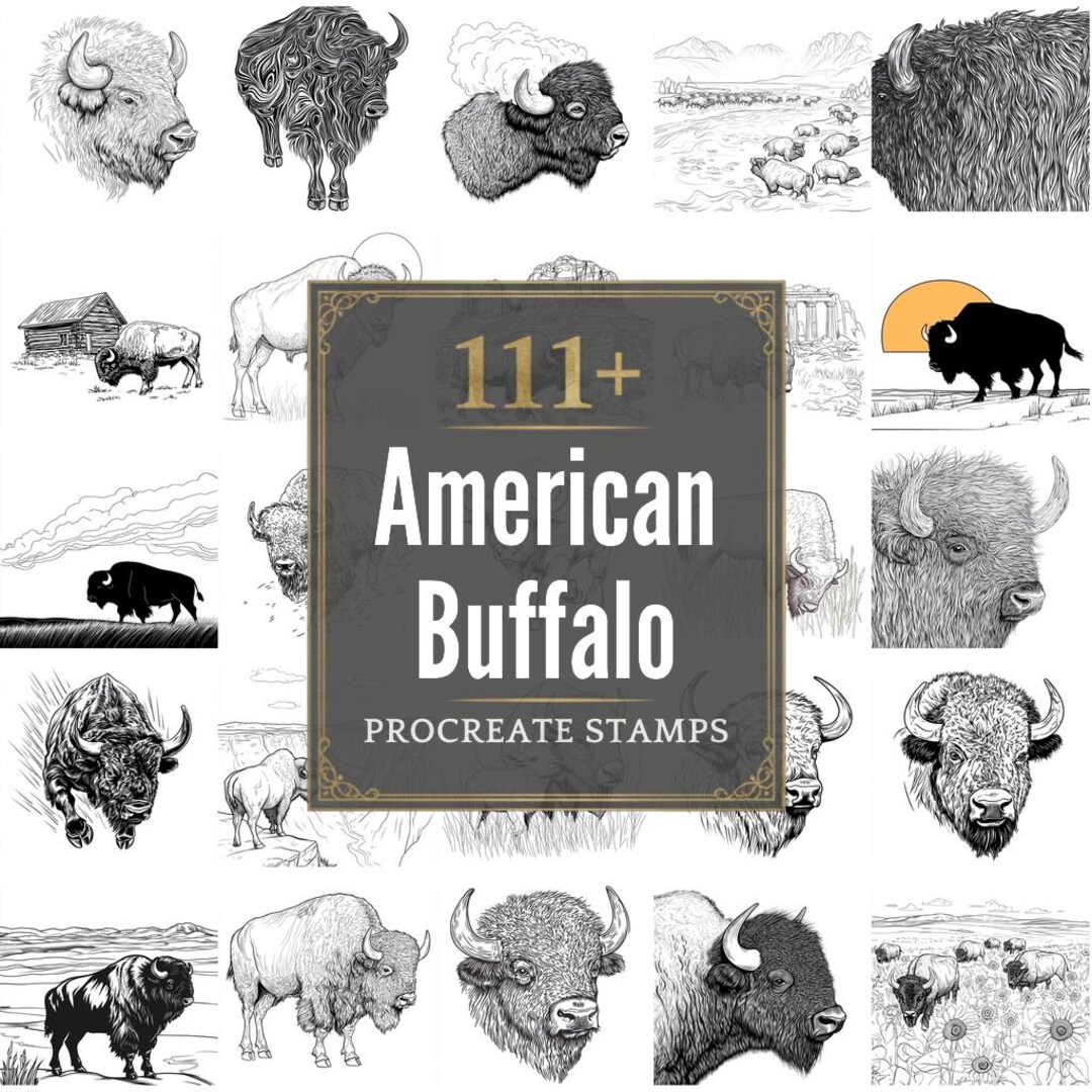 111+ Procreate American Buffalo Brushes | Procreate Stamps | PNG Files ...