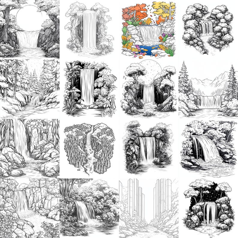 111+ Procreate Forest Waterfall Brushes | Procreate Stamps | PNG Files ...