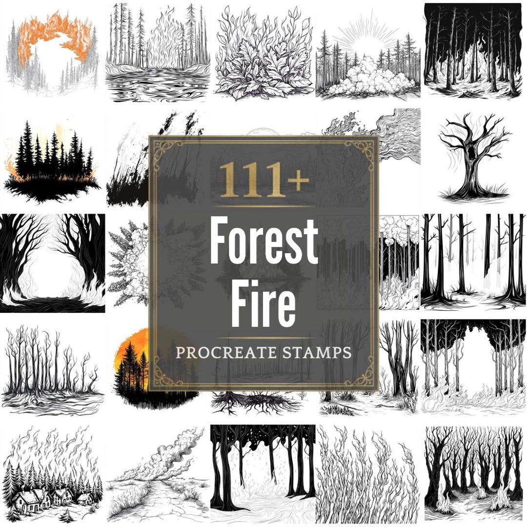111+ Procreate Forest Fire Brushes | Procreate Stamps | PNG Files ...