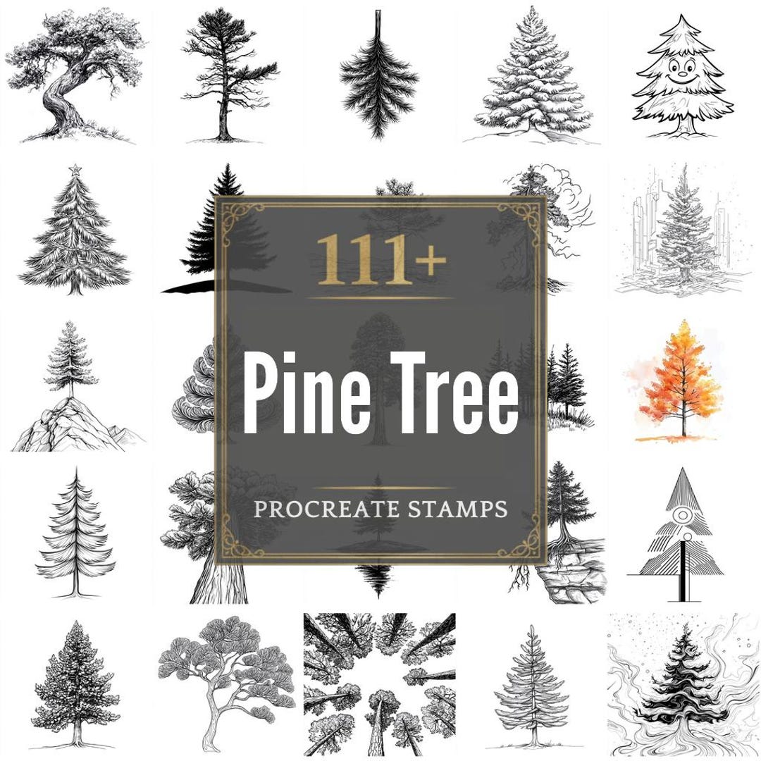 111+ Procreate Pine Tree Brushes | Procreate Stamps | PNG Files ...