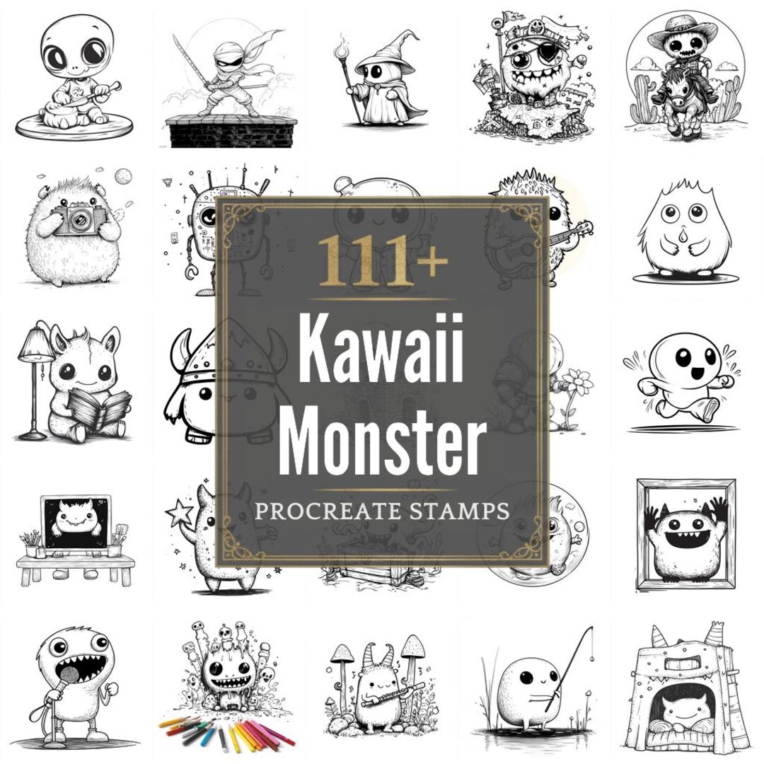 111+ Procreate Kawaii Monster Brushes | Procreate Stamps | PNG Files ...