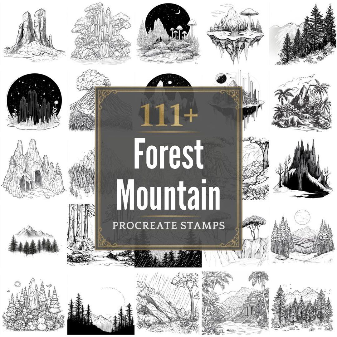 111+ Procreate Forest Mountain Brushes | Procreate Stamps | PNG Files ...