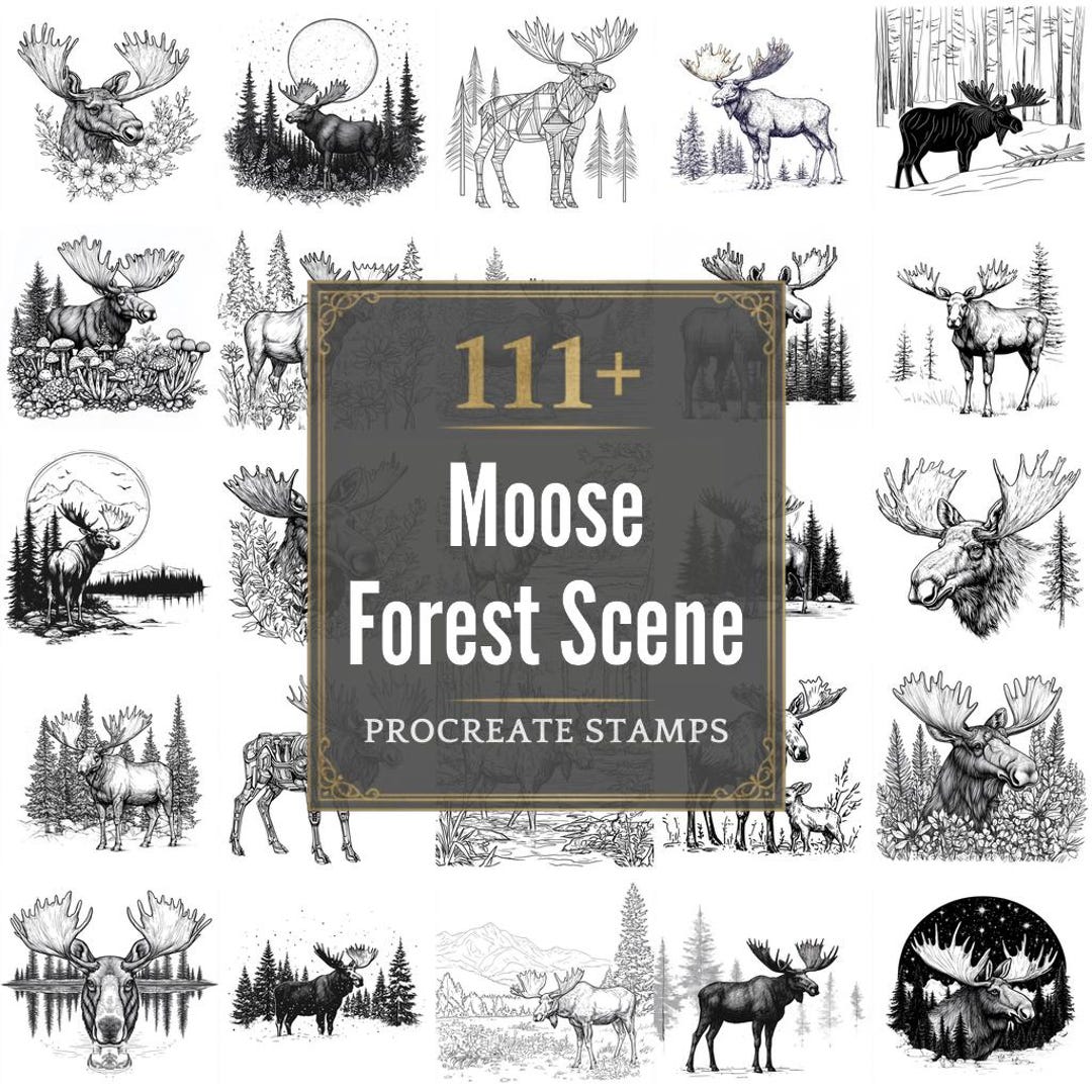111+ Procreate Moose Forest Scene Brushes | Procreate Stamps | PNG ...