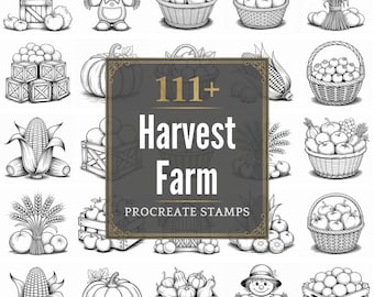 Pinceaux à procréer Harvest Farm | Plus de 111 tampons, PNG (téléchargement numérique)