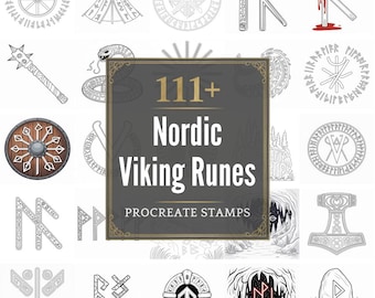Timbres de procréation runes vikings nordiques | Plus de 111 pinceaux, PNG (téléchargement numérique)