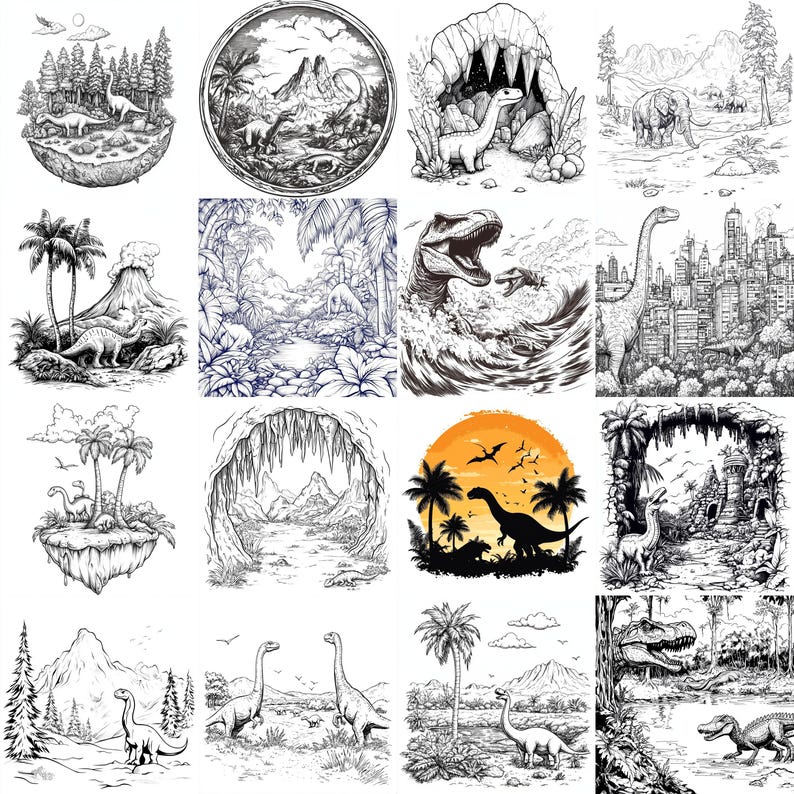 111+ Procreate Dinosaur Scene Brushes | Procreate Stamps | PNG Files ...
