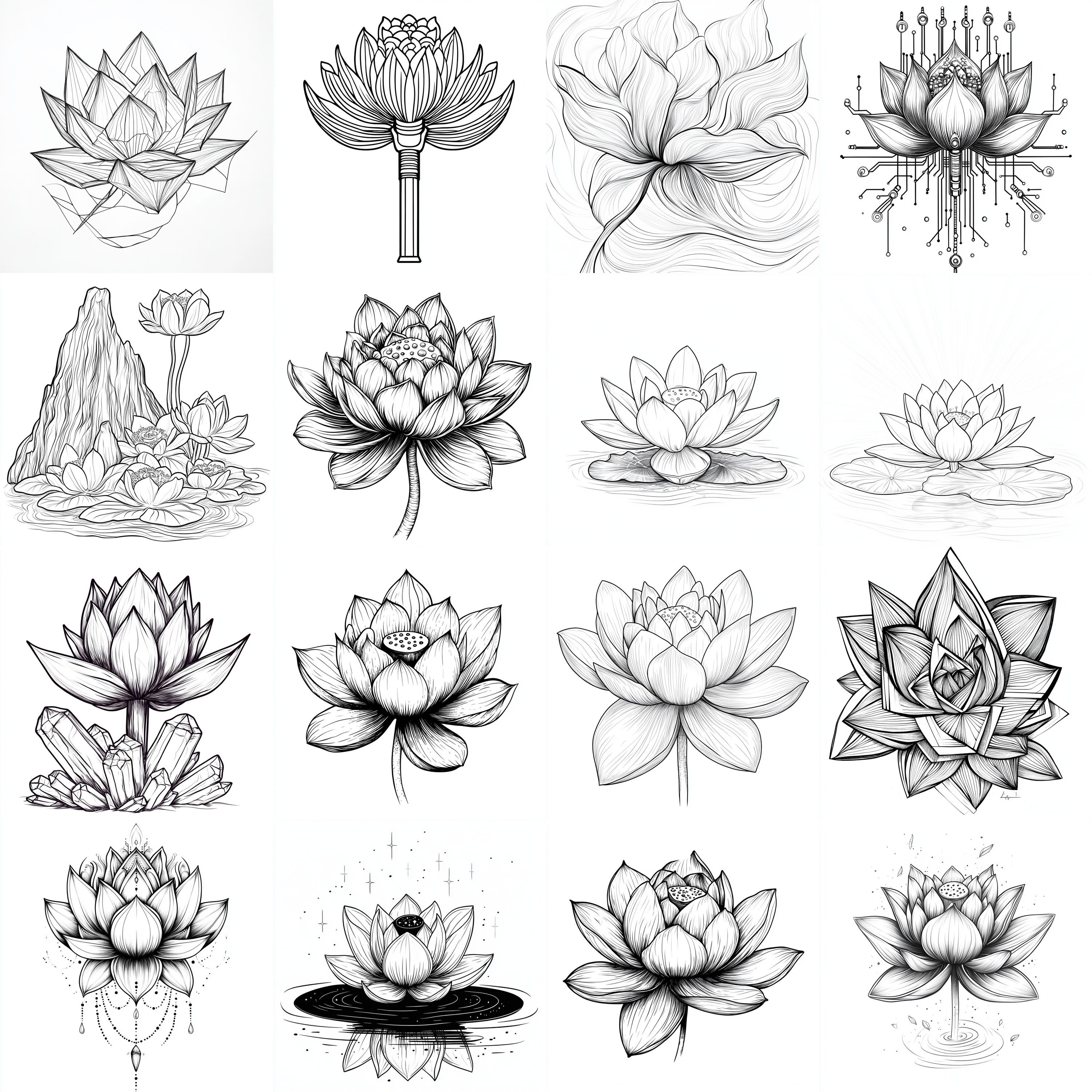111+ Procreate Lotus Flower Brushes | Procreate Stamps | PNG Files ...