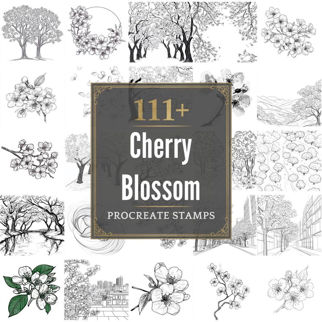 111+ Procreate Cherry Blossom Brushes | Procreate Stamps | PNG Files ...