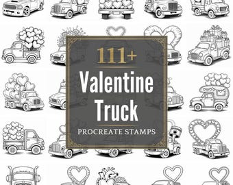 Timbres procréation de camion de la Saint-Valentin | Plus de 111 pinceaux, PNG (téléchargement numérique)