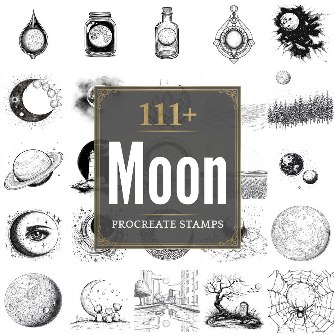 111+ Procreate Moon Brushes | Procreate Stamps | PNG Files | Instant ...