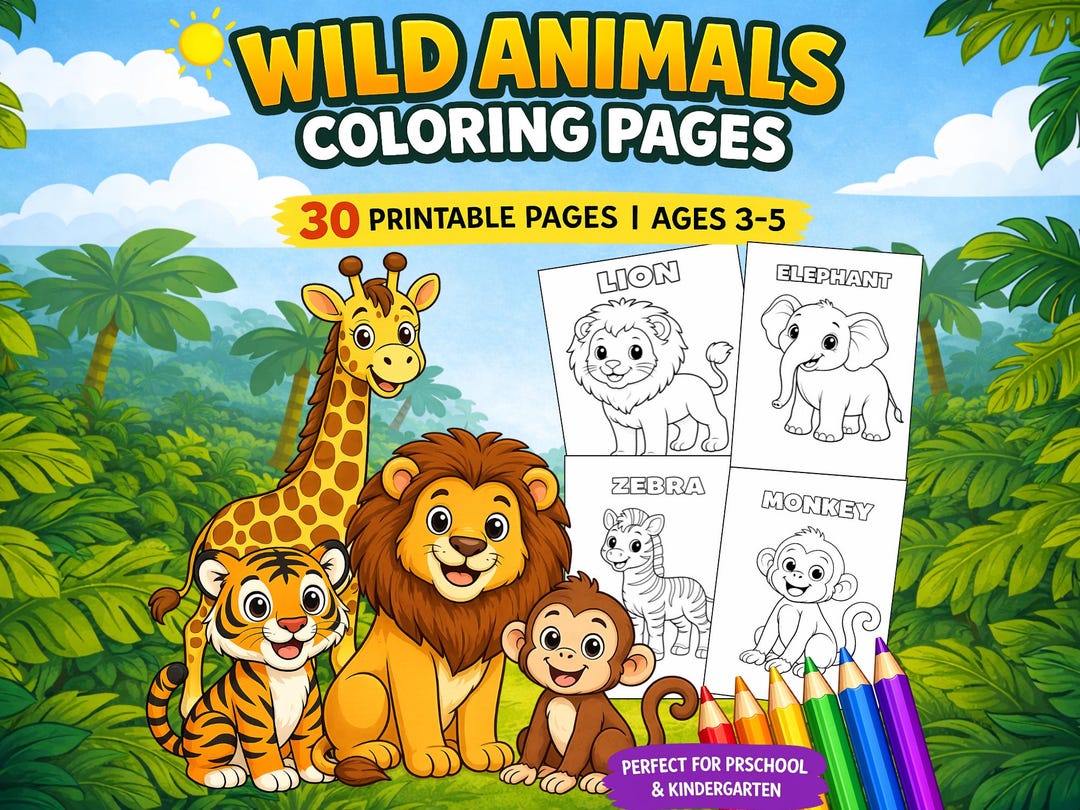 Wild Animals Coloring Pages for Kids | Preschool Printable Activity ...