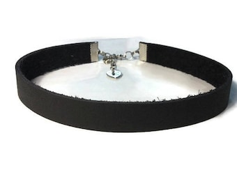 Black Leather Choker, 10mm Plain Black Choker, Punk Choker, Rocker Choker, Gothic Choker, Choker Collar, Thin Black Choker