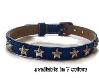 Star Studded Leather Buckle Bracelet Wristband -  Patriotic Leather Bracelet -  Adjustable - Layering bracelet