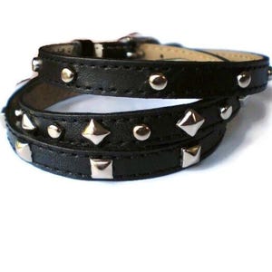 Black Leather Studded Wrap Bracelet – Punk Rock Cuff Wristband, Adjustable Unisex Goth Biker Jewelry - 3 Bracelet Set - alternative jewelry