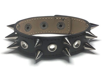 Black Spike And Eyelet Studded Leather Cuff, Grommet Spike Black Leather Bracelet - Leather Bracelet - Studded Black Leather Bracelet Cuff
