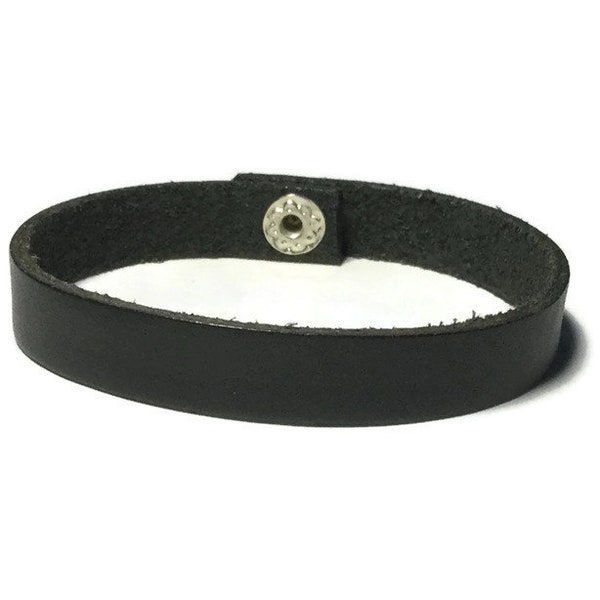 Soft Black Leather Bracelet - Black Wristband - 10mm Black Leather Wristband - Leather Wristband - Plain Leather Wristband