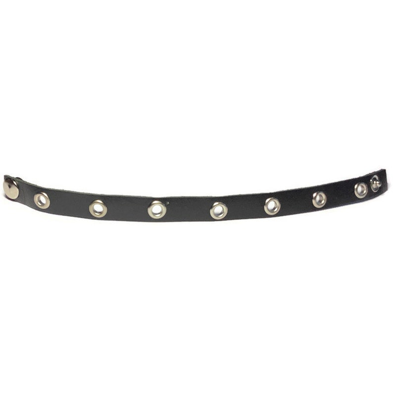 Soft Studded Black Leather Bracelet Silver Grommet Studded Black Wristband 10mm Black Leather Wristband image 2