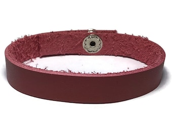 Soft Red Leather Bracelet - Red Wristband - 10mm Red Leather Wristband - Leather Wristband - Plain Leather Wristband