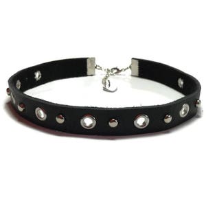 Studded Black Leather Choker: Punk Gothic Necklace