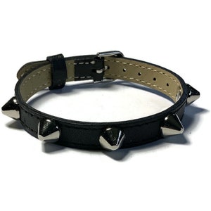 Blunt Black Spiked Leather Wristband – Adjustable Punk Rock Bracelet | Gothic Studded Cuff for Men & Women | Emo, Biker, Cosplay Accessory