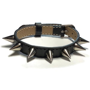Spiked Black Leather Bracelet: Punk Rock Studded Wristband